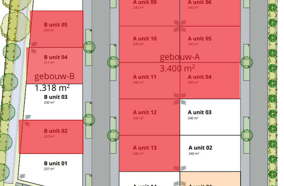 Het betreft de verkoop van KMO-units in het nieuwbouwproject 